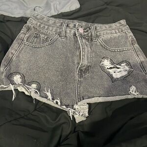 grey denim shorts